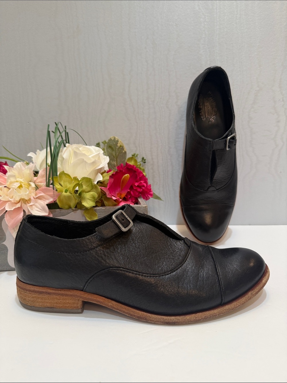 Kork-Ease Cloetta Black Leather Monk Strap Loafers Oxfords Size 9